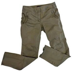 Woman's Talbots Modern Ankle Zip Style Moto Pants Green Low Rise Size 6